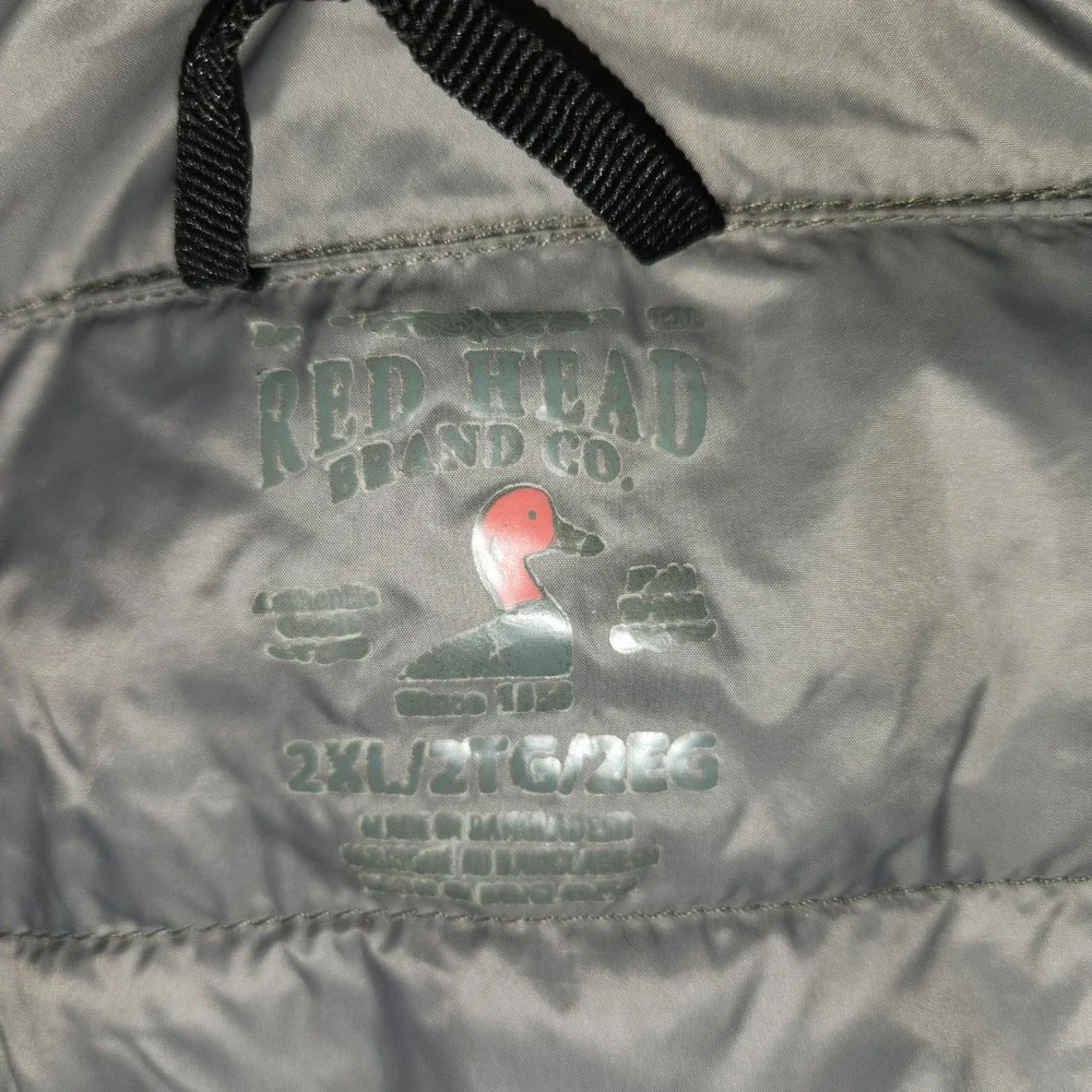 RED HEAD Puffer Vest Mens 2XL Gray Duck Down‎ Feather Filled Outdoor Hiking FLAW